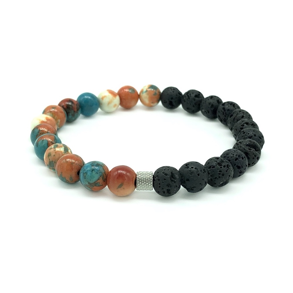 8mm Sea Sediment Gemstones with Lava stones.